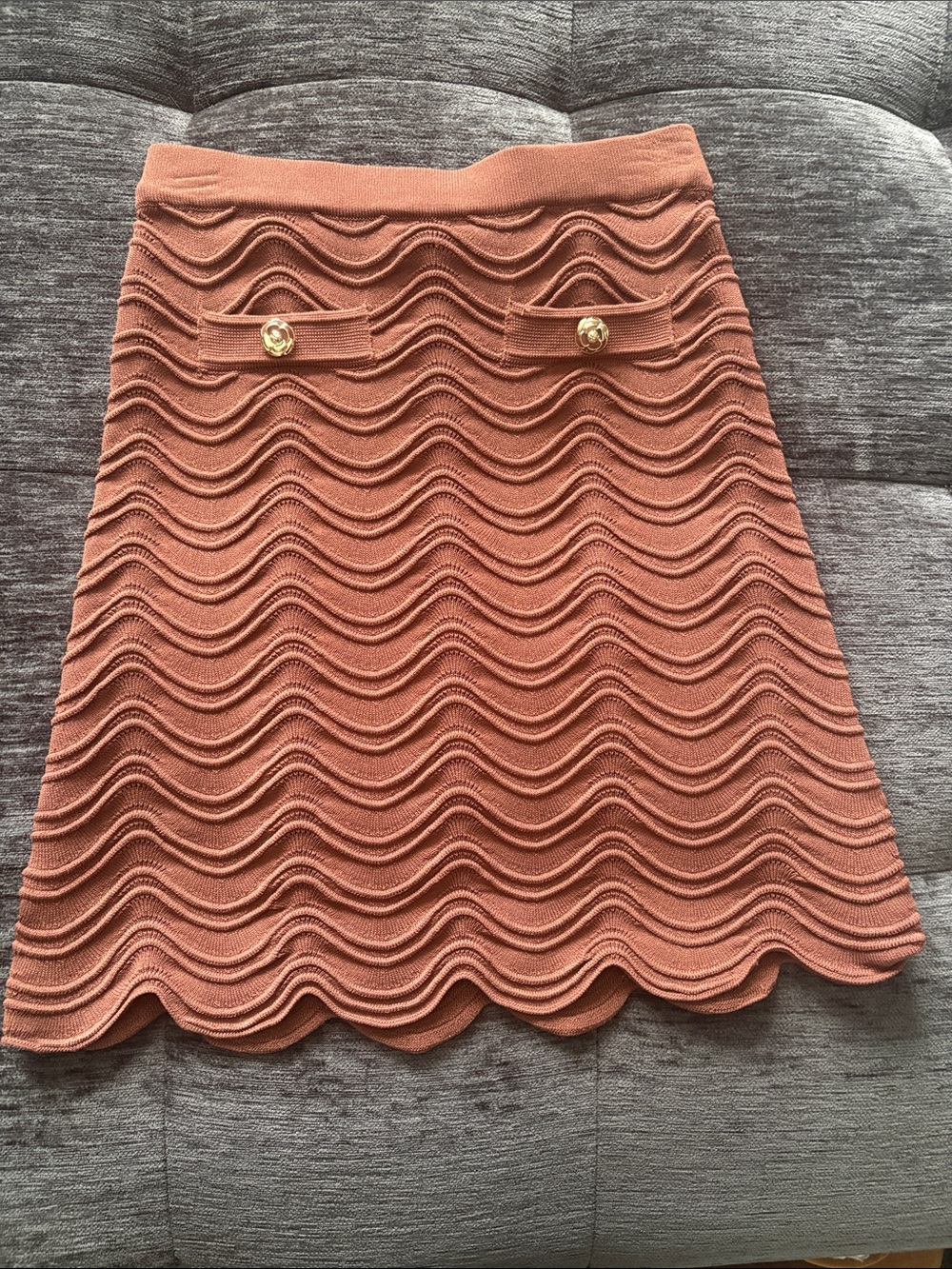 Ellie Tahari Wave Knit Mini Skirt - brownstone